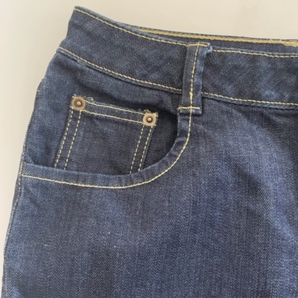 H&M | Navy Blue Denim Pencil Skirt with Gold Trim | Size 4, Classic & Chic - Picture 3 of 13